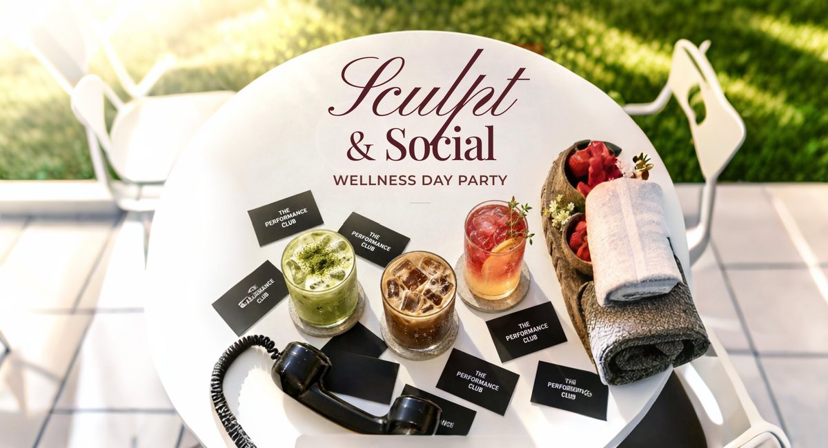 Matcha and coffee bar drinks at Sculpt and Social, The Performance Club wellness day party